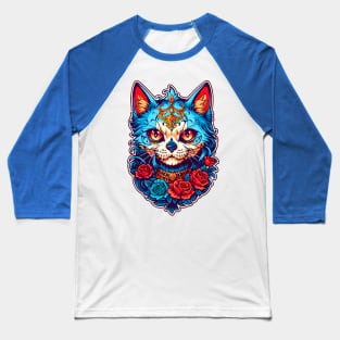 Sugar Skull Cat Baseball T-Shirt